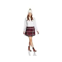 french connection women's castle check long sleeve plaid skirt dress, white/nocturnal, 0