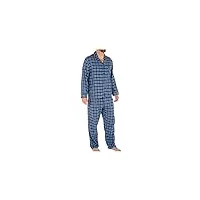 hanes men's woven flannel plaid pajama set, blue, x-large