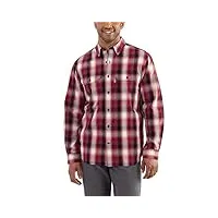 carhartt chemise à manches longues fort plaid 102214 homme, cramoisi foncé, large / tall