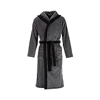 di ficchiano hommes monza peignoir à capuche peignoir hommes vêtements de nuit peignoir de sauna éco tex standard 100 vérifié – xxl gris noir
