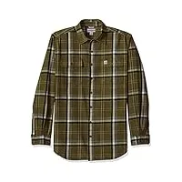 carhartt men's big & tall hubbard plaid shirt, moss heather, 4x-large
