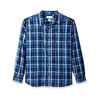 columbia men's vapor ridge iii long sleeve shirt, azul plaid, m