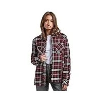 volcom chemise À manches courtes femme plaid about you - sherpa lined burgundy (l, rouge)