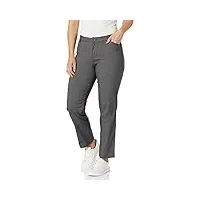 lee women's petite relaxed fit all day straight leg pant, jet black/white rockhill plaid, 8 petite
