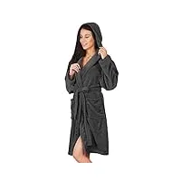 decoking peignoir xl court femme homme unisexe à capuchon robe de chambre micro-fibre douillette moelleuse polaire graphite robby