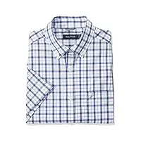 nautica men's wrinkle resistant short sleeve plaid button front shirt, sail white, small