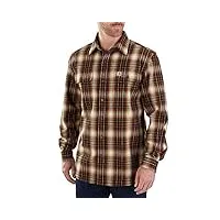 carhartt men's hubbard plaid flannel shirt, sequoia, large