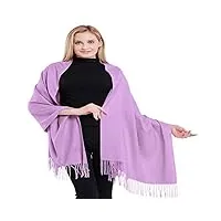 cj apparel lilas couleur unique style tissé en sergé 100% cachemire châle echarpe manteau etole plaid pashmina nouvelle