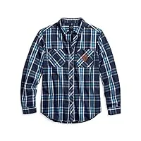 harley-davidson men's black label plaid button front shirt, blue 99038-17vm