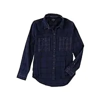 lucky brand womens plaid hi-low button-down top