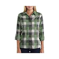 carhartt fairview plaid shirt chemise longue à bouton d'utilité professionnelle, vert huile, s femme