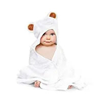 lattcure serviette de bain bébé en fibre de bambou à capuchon 90x90cm 500gsm douche peignoir de bain enfant mignon garçon fille pour nouveau-né nourrisson naissance cape de bain (panda)
