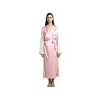 jasmine silk peignoir kimono en pure soie rose - rose - x-large