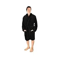 ny threads homme peignoir de bain en molleton doux - robe de chambre de luxe (medium, noir)