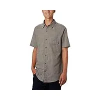 columbia men's under exposure yarn dye short sleeve shirt, city grey plaid, small