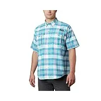 columbia pfg super bahama t-shirt à manches courtes pour homme super bahamatm ss shirt, homme, 1438971, bright aqua multi plaid, xxs