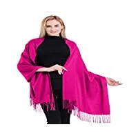 cj apparel rose chaud couleur unique style tissé en sergé 100% cachemire châle echarpe manteau etole plaid pashmina nouvelle