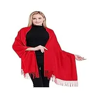 cj apparel rouge couleur unique style tissé en sergé 100% cachemire châle echarpe manteau etole plaid pashmina nouvelle