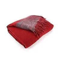 nittin handlooms tibétain yak's laine châle couverture - rouge avec bordeaux & gris inversé, one size