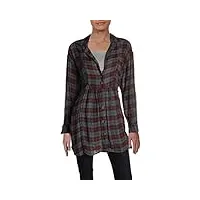 free people womens all about the feels plaid long sleeves blouse multi xs aubergine