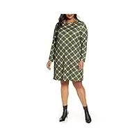michael michael kors women's plus plaid long sleeve shift dress (evergreen, 1x (14w-16w))