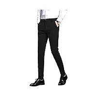 plaid & plain pantalon stretch pour homme coupe slim - noir - 28w x 30l