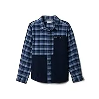 columbia youth boys rockfall flannel, night tide plaid/collegiate navy, x-large
