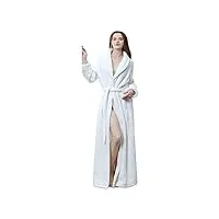 susenstone peignoir femme polaire long flanelle peignoir de bain homme eponge pas cher robe de chambre chaud epais pour hiver (xl(eu40), femme-blanc)