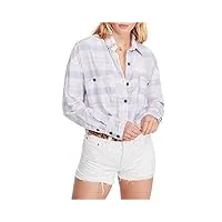 free people multi-color loveland plaid button-up top shirt s