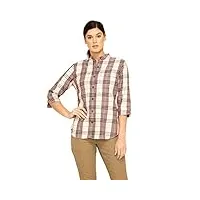 carhartt women's regular relaxed fit 3/4 sleeve plaid shirt, deep wine, x-large