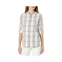 carhartt women's regular relaxed fit 3/4 sleeve plaid shirt, gull gray, xx-large