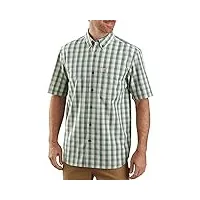 carhartt men's 104174 relaxed fit lightweight plaid shirt - small - musk green