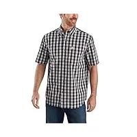 carhartt men's 104174 relaxed fit lightweight plaid shirt - medium - black