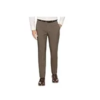 perry ellis men's portfolio slim-fit stretch medium windowpane plaid dress pants-major brown-30x32
