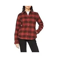 carhartt women's plus size rugged flex relaxed fit flannel fleece-lined plaid shirt, redwood, 2x