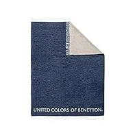 united colors of benetton. tevere | plaid bleu foncé et gris | 140 x 190 cm | 60 % coton et 40 % acrylique | ultradoux, respirant et résistant | accessoires maison