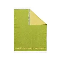 united colors of benetton. rainbow | plaid vert et jaune | 140 x 190 cm | 60 % coton et 40 % acrylique | ultradoux, respirant et résistant | accessoires maison