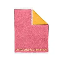 united colors of benetton. tevere | plaid rose et jaune | 140 x 190 cm | 60 % coton et 40 % acrylique | ultradoux, respirant et résistant | accessoires maison
