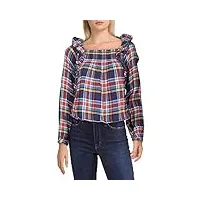 free people siena plaid pullover blouse top small s blues