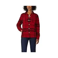 dickies quilted flannel shirt jacket chemise longue bouton d'utilit professionnelle, plaid anglais rouge et noir, xl femme