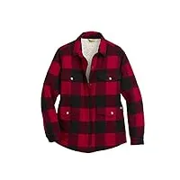dickies manteau de corvée doublé en flanelle sherpa pour femme, plaid de buffle rouge anglais noir, xx-large