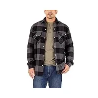 dickies men's sherpa lined flannel shirt jacket with hydroshield, black/dark slate buffalo plaid, sm