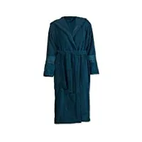 pip studio jacquard peignoir à capuche en tissu éponge doux pour femme bleu foncé taille xs à 32/34