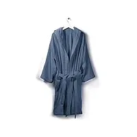 caleffi peignoir en coton bleu nuit soft - 1000415