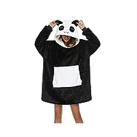 lath.pin unisexe sweat à capuche panda pull large robe de chambre animal microfibre couverture flanelle panda mignon douce epaisse chaud avec grandes poches(1-panda,m)