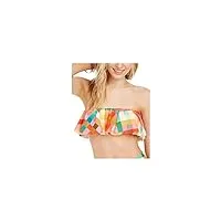 kate spade new york garden plaid ruffle bandeau top w/removable soft cups and strap multi lg (us 10-12)