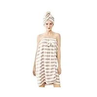 h homezzz serviette de bain pour femme avec velcro réglable + serviette de séchage des cheveux