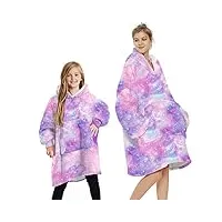 geagodelia – couverture à capuche surdimensionnée en polaire moelleuse pour hommes, femmes, enfants, couverture à capuche avec grande poche avant