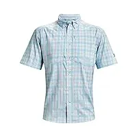 under armour men's tide chaser 2.0 plaid fish short-sleeve t-shirt , blue topaz (431)/blue note , small