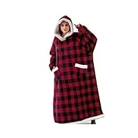 ivyh couverture à capuche, longue couverture portable avec poches moelleuses flanelle sherpa tv couverture sweat-shirt d'hiver robe taille unique pour hommes femmes adultes